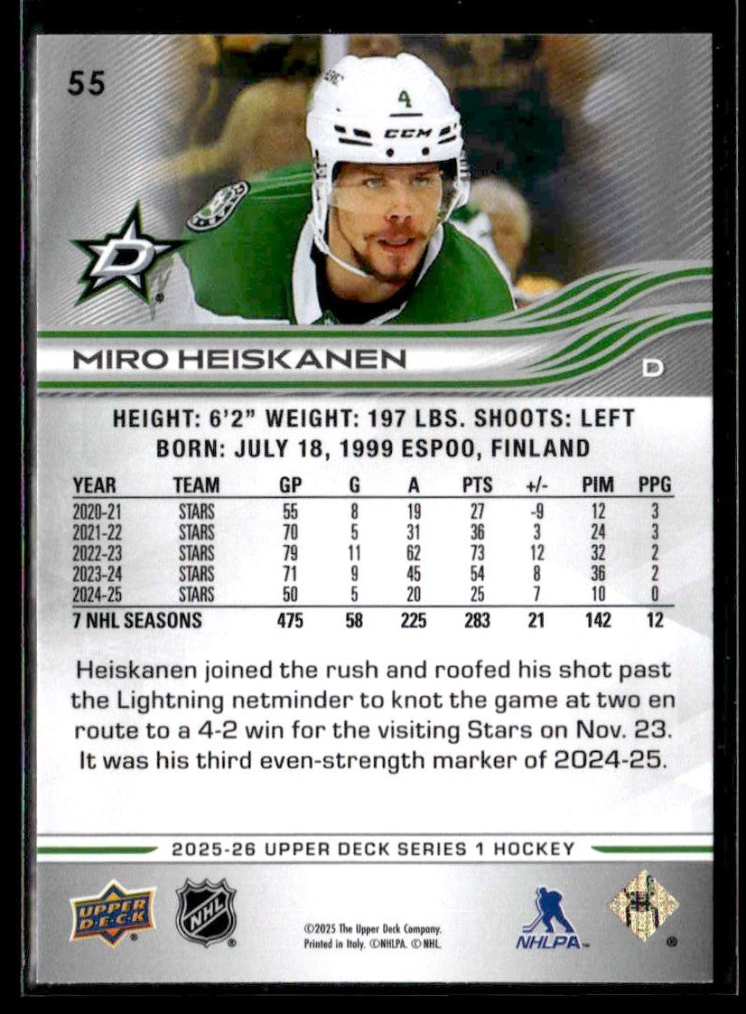 2025-26 Upper Deck #55 Miro Heiskanen