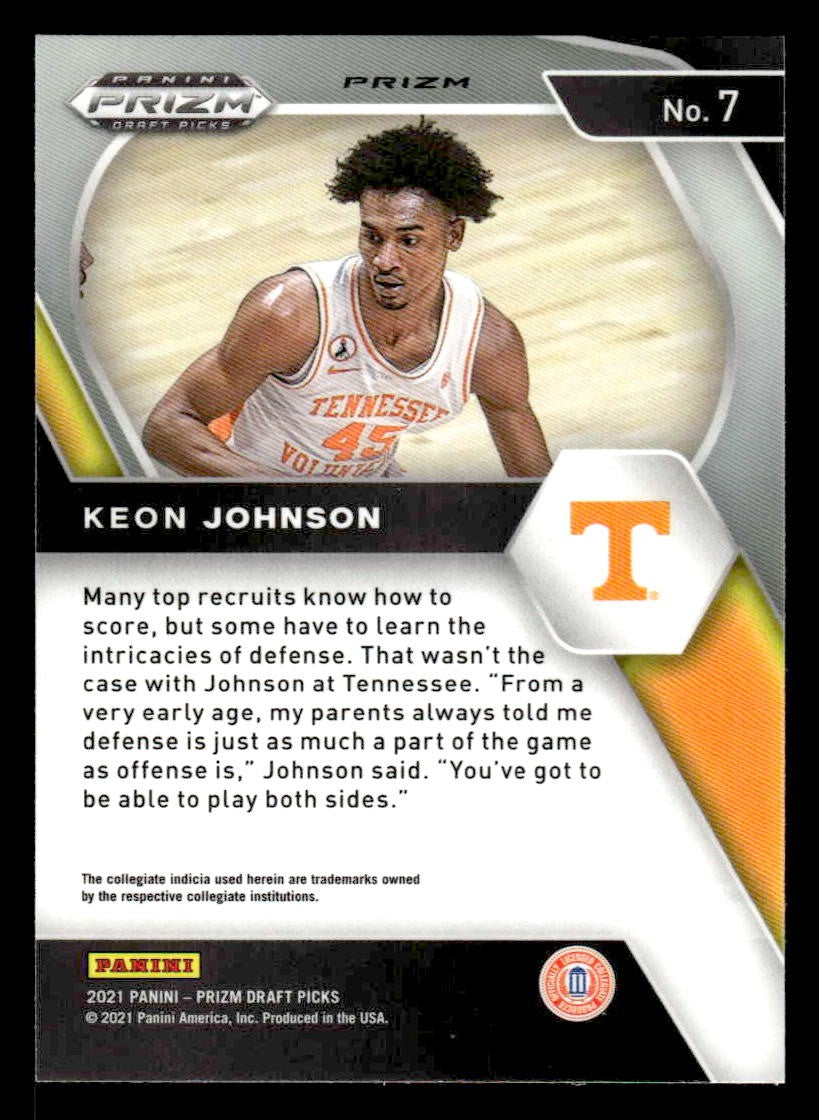 2021 Panini Prizm Draft Picks #7 Keon Johnson Red Ice