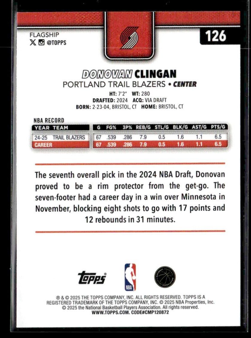 2025-26 Topps #126 Donovan Clingan