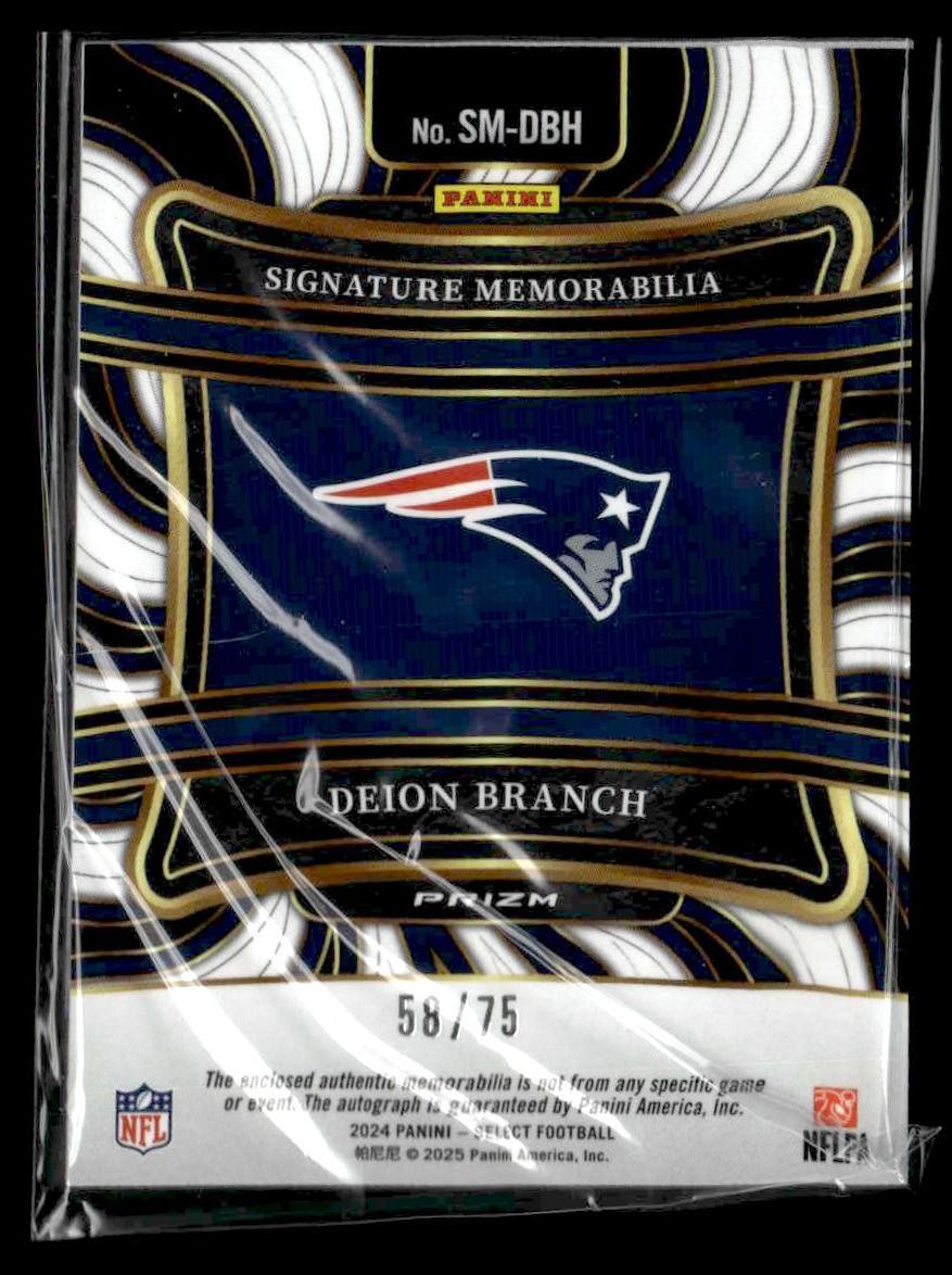 2024 Panini Select Blue Prizm #SM-DBH Deion Branch Signature Memorabilia #/75