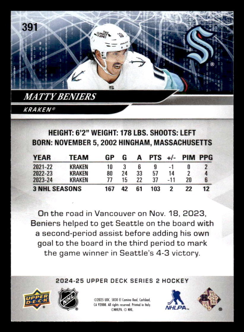 2024-25 Upper Deck #391 Matty Beniers