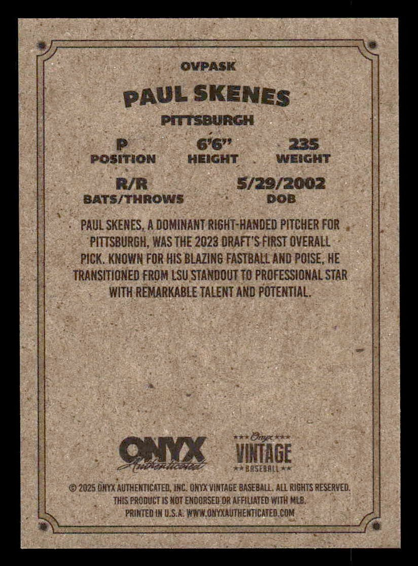 2025 Onyx Vintage #OVPASK Paul Skenes