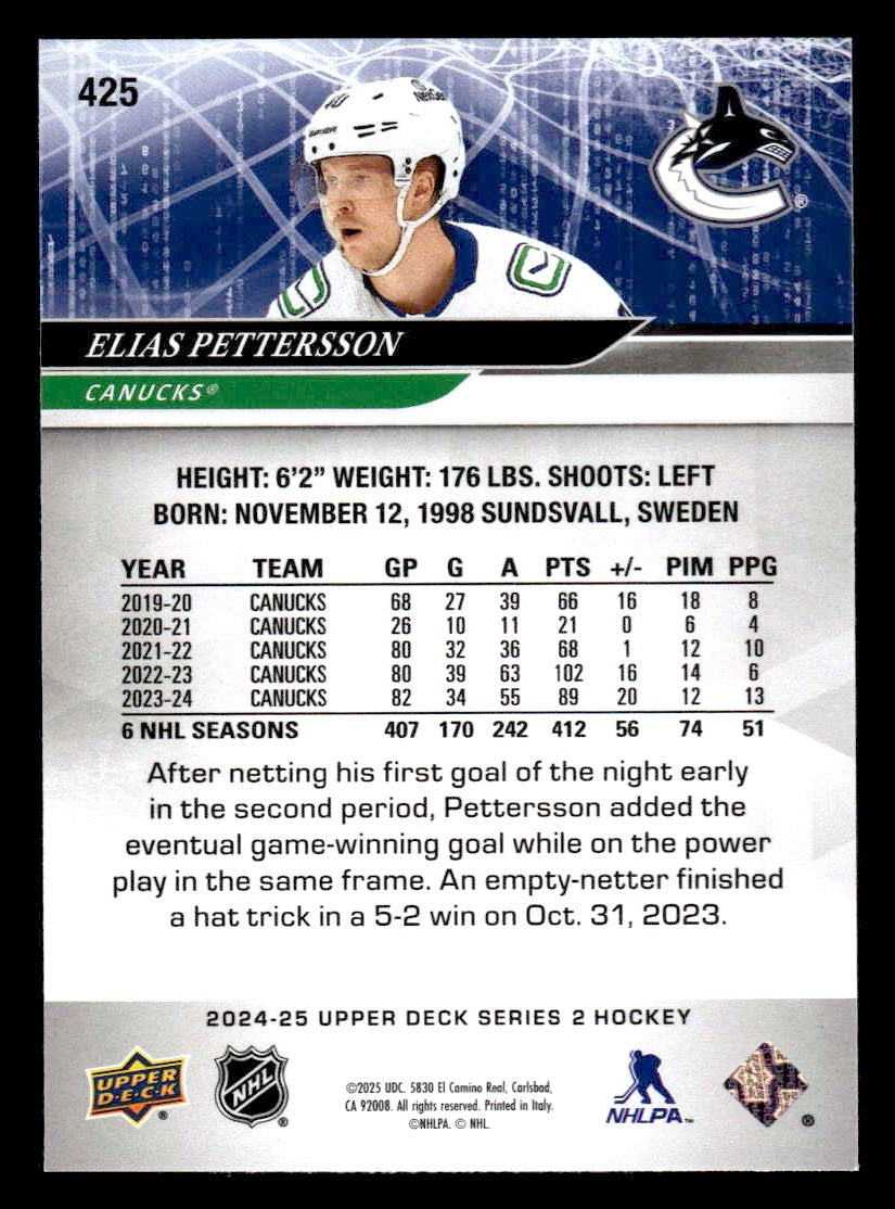 2024-25 Upper Deck #425 Elias Pettersson
