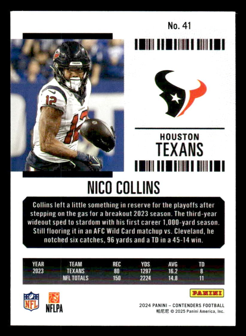 2024 Panini Contenders Football Mojo #41 Nico Collins