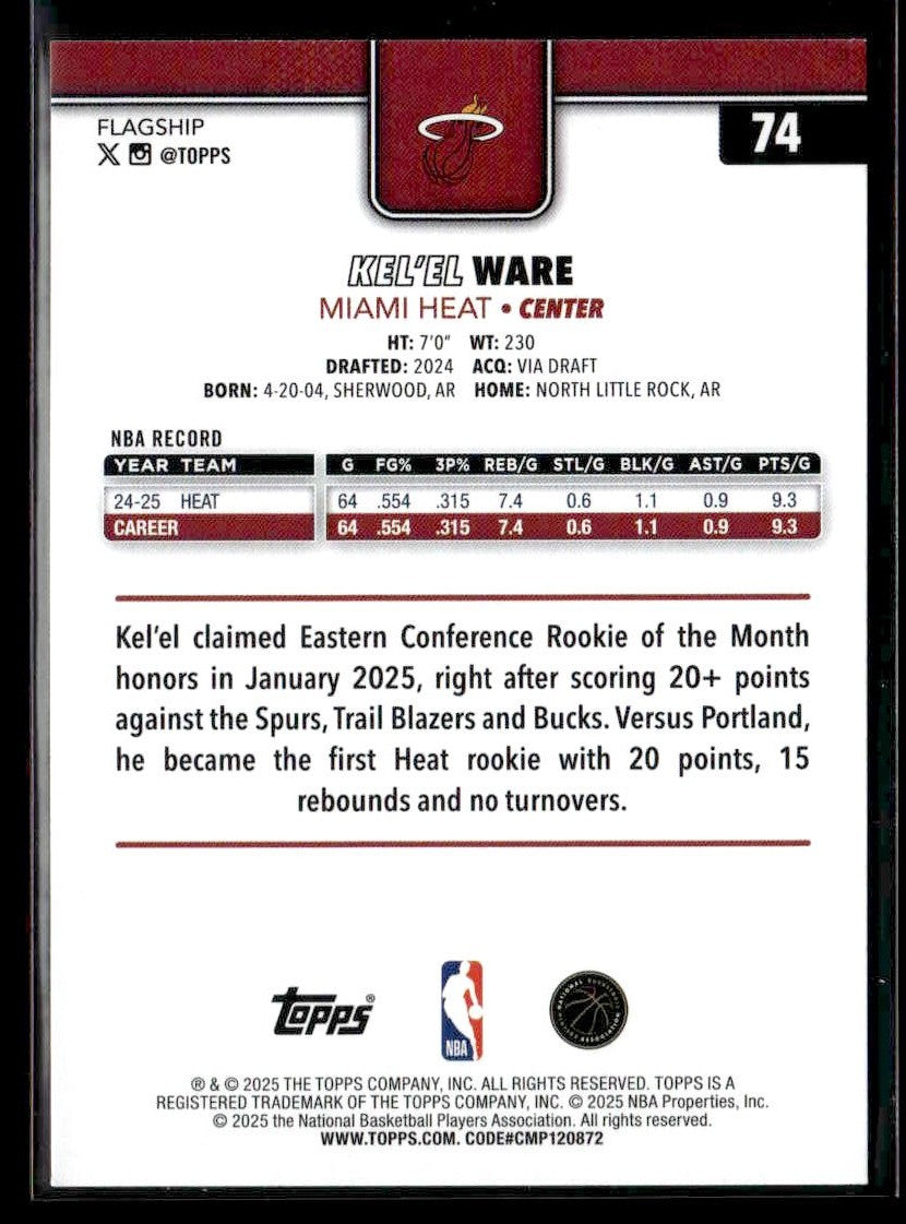 2025-26 Topps #74 Kel'el Ware