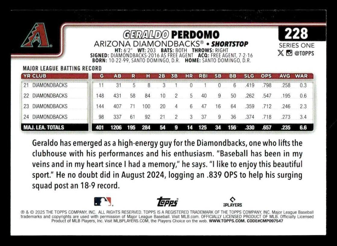 2025 Topps #228 Geraldo Perdomo