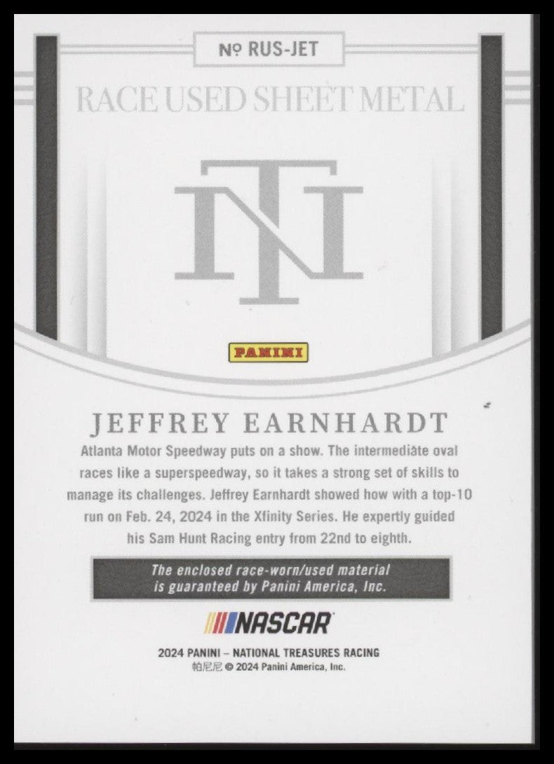2024 Panini Ntl Treasures #RUS-JET Jeffrey Earnhardt Race Used Sheet Metal #/99