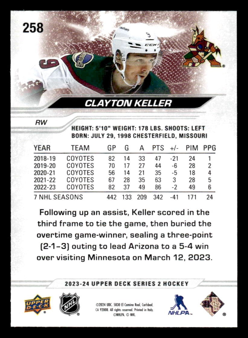 2023-24 Upper Deck #258 Clayton Keller