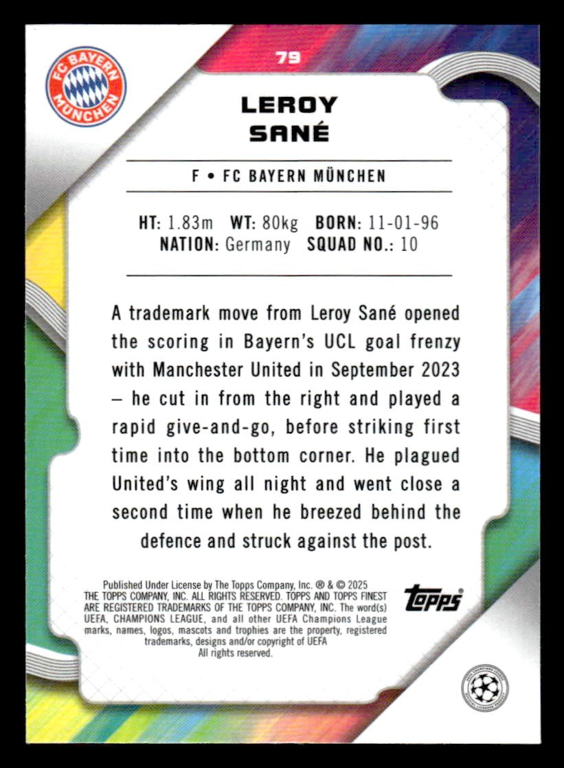 2024-25 Topps Finest UEFA Club Comp #79 Leroy Sane