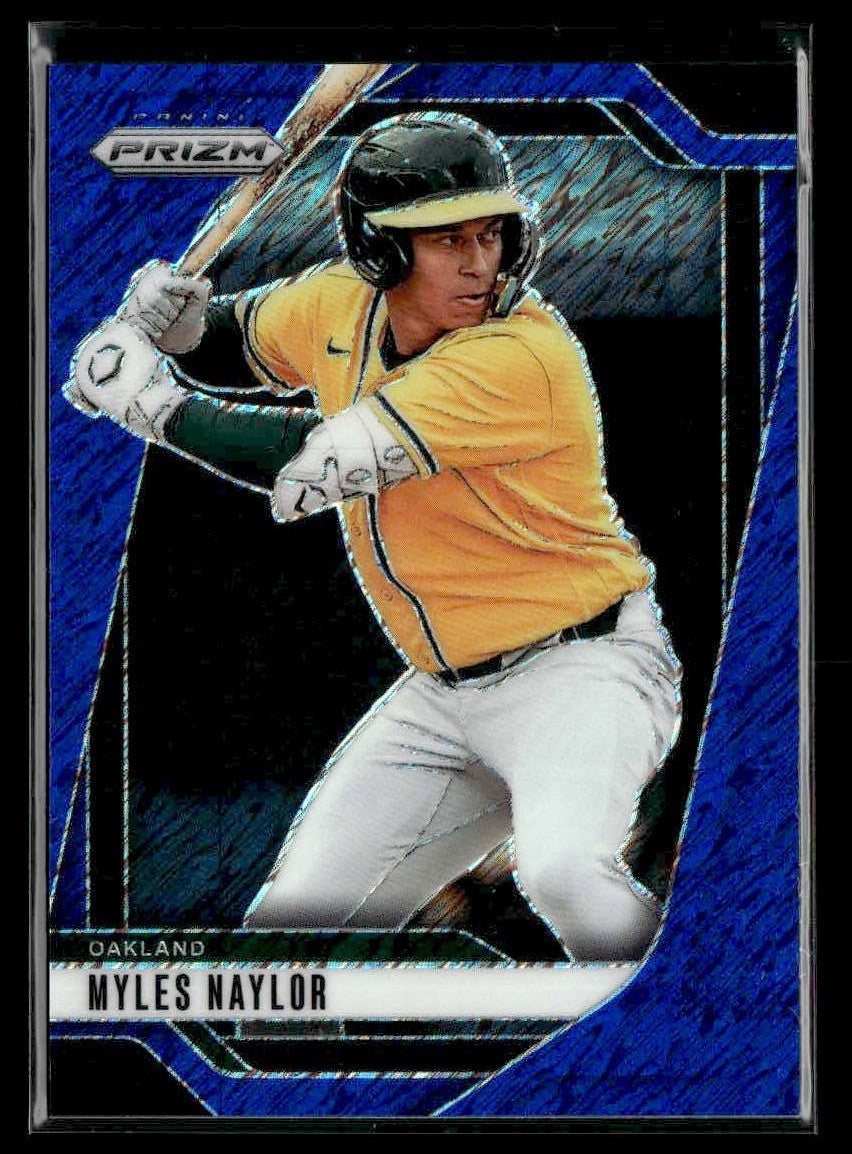 2025 Panini Prizm #214 Myles Naylor Blue Shimmer FOTL Prizm #/15