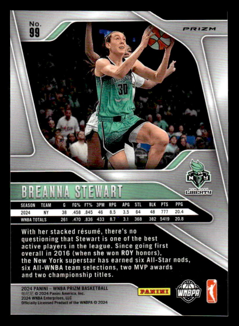 2024 Panini Prizm WNBA #99 Breanna Stewart Blue Velocity Prizms