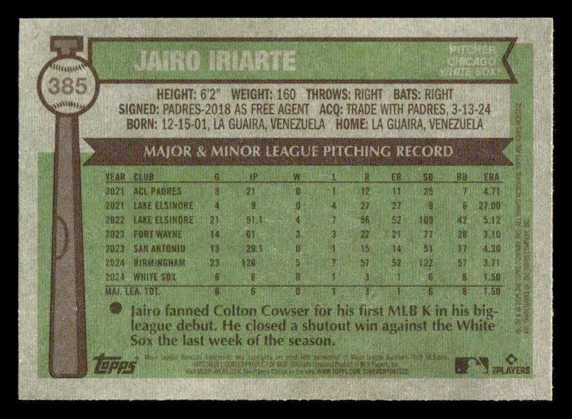 2025 Topps Heritage #385 Jairo Iriarte