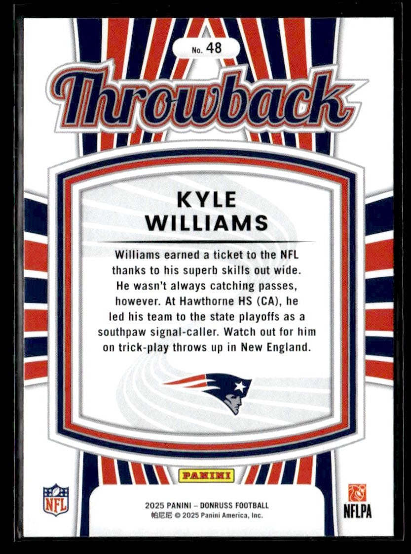 2025 Donruss #48 Kyle Williams Rated Rookies Throwback