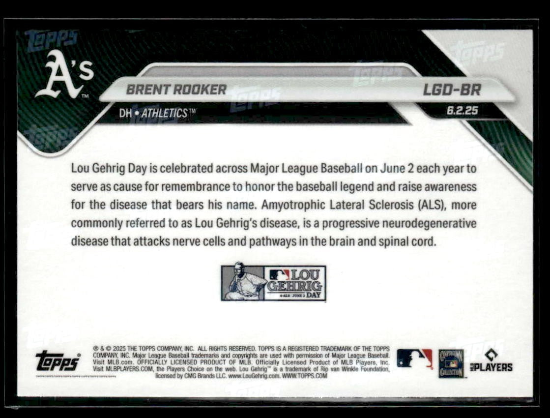 2025 Topps Now Lou Gehrig Day: Presented by Sarah Langs #LGD-BR Brent Rooker