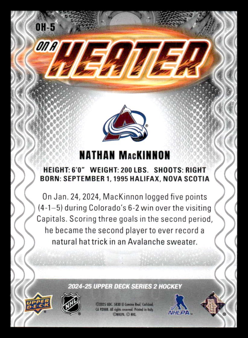 2024-25 Upper Deck #OH-5 Nathan MacKinnon On a Heater