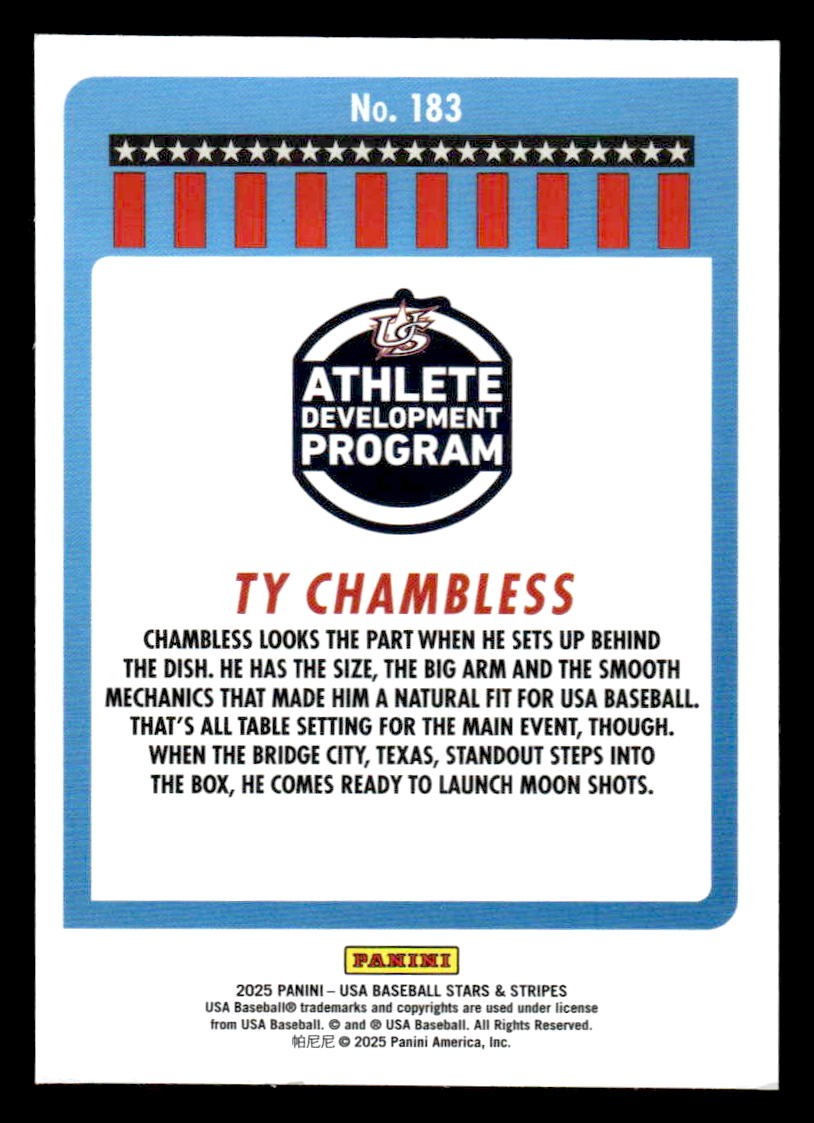 2025 Panini Stars and Stripes USA Baseball #183 Ty Chambless