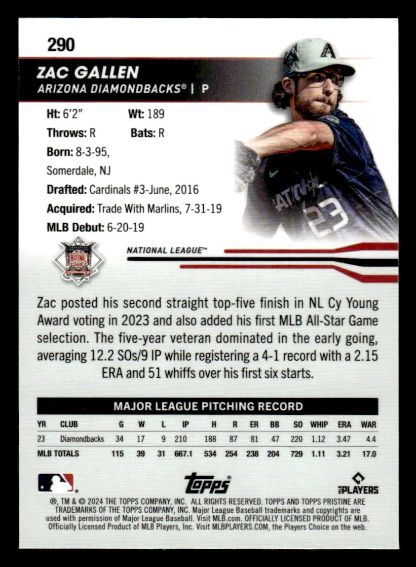 2024 Topps Pristine #290 Zac Gallen All-Star Game