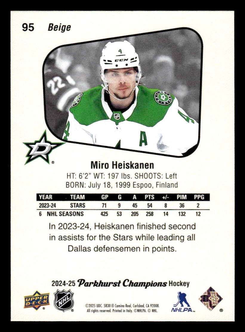 2024-25 Parkhurst Champions #95 Miro Heiskanen