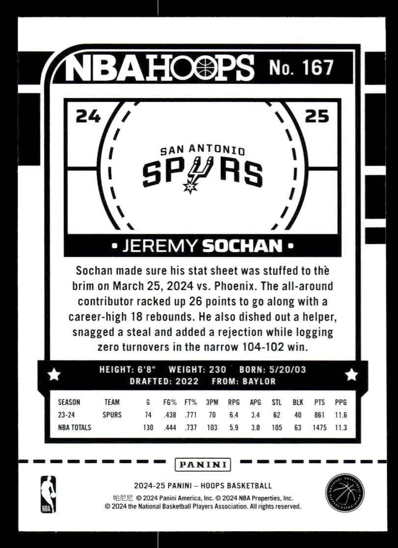 2024-25 Hoops #167 Jeremy Sochan
