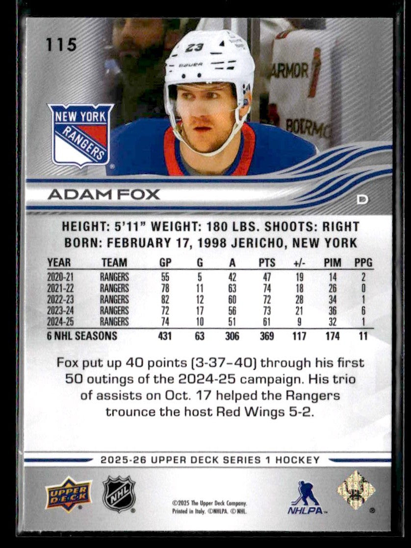 2025-26 Upper Deck #115 Adam Fox