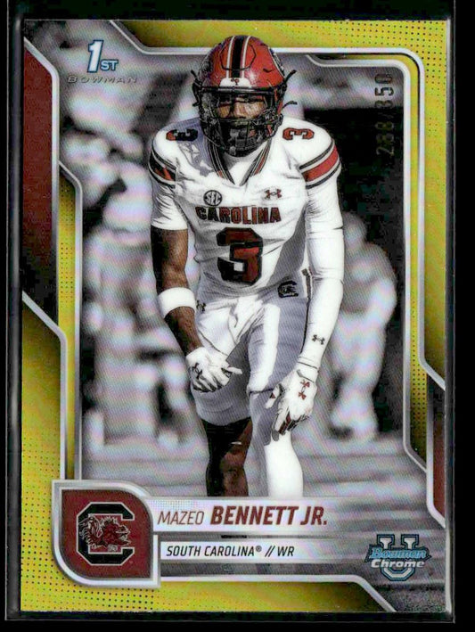 2025 Bowman University Chrome #66 Mazeo Bennett Jr. Yellow Refractor #/350