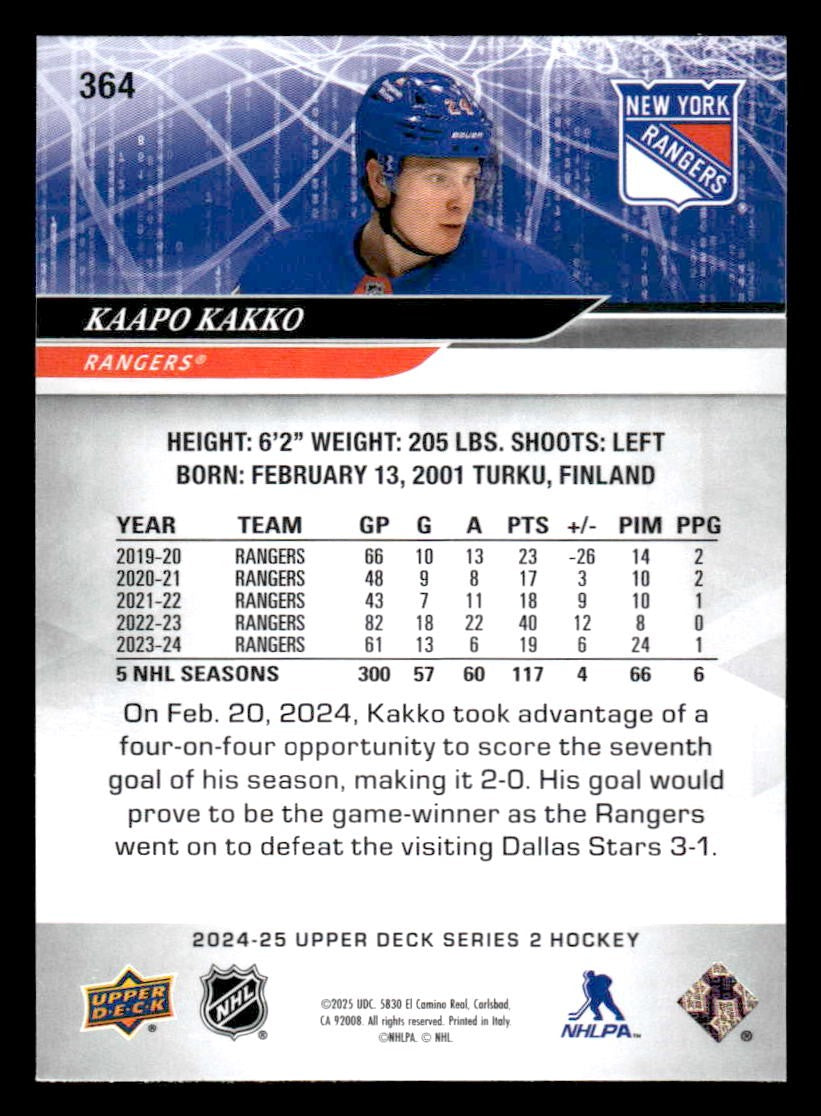 2024-25 Upper Deck #364 Kaapo Kakko