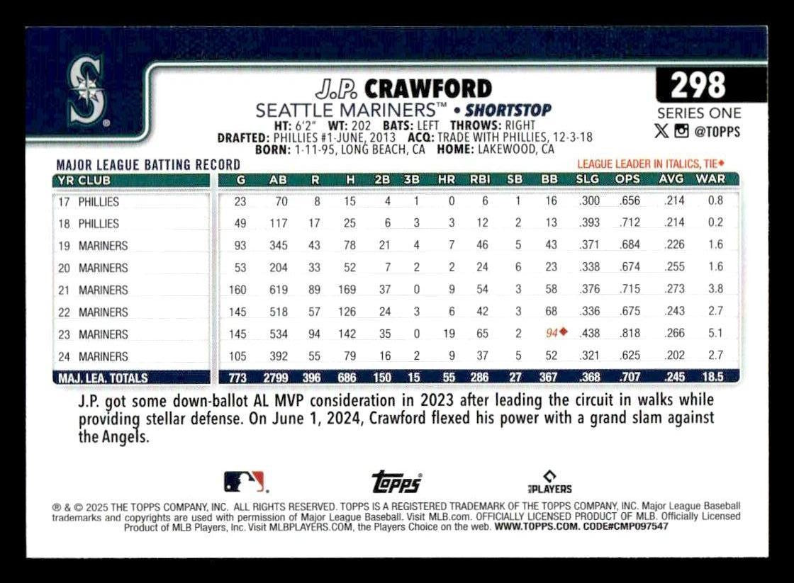 2025 Topps #298 J.P. Crawford