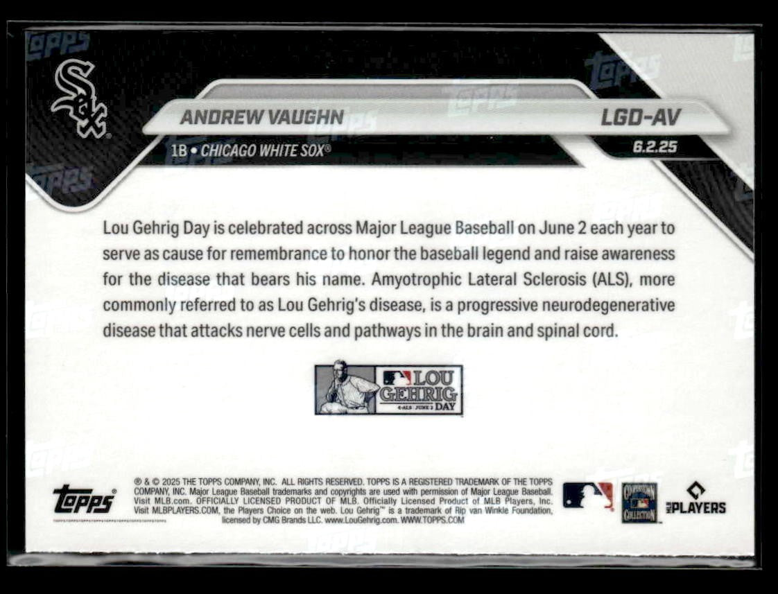 2025 Topps Now Lou Gehrig Day: Presented by Sarah Langs #LGD-AV Andrew Vaughn