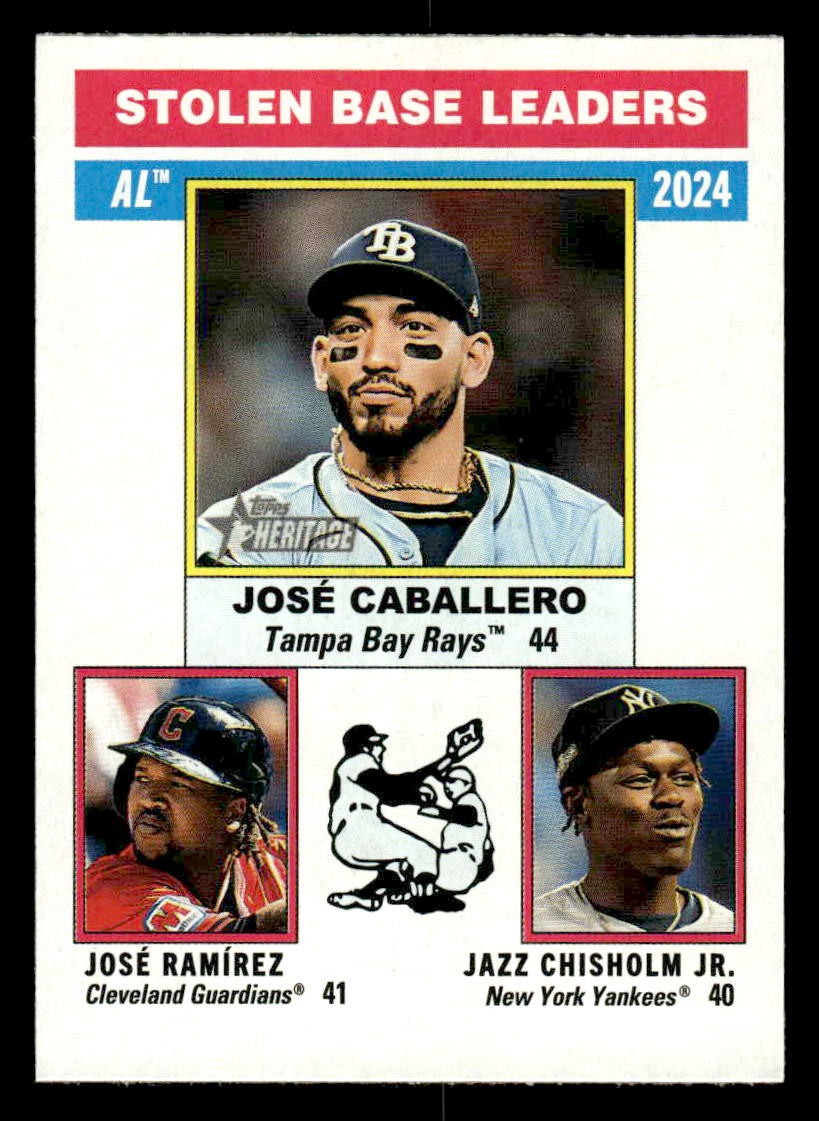 2025 Topps Heritage #198 Jazz Chisholm Jr. / José Caballero / José Ramírez