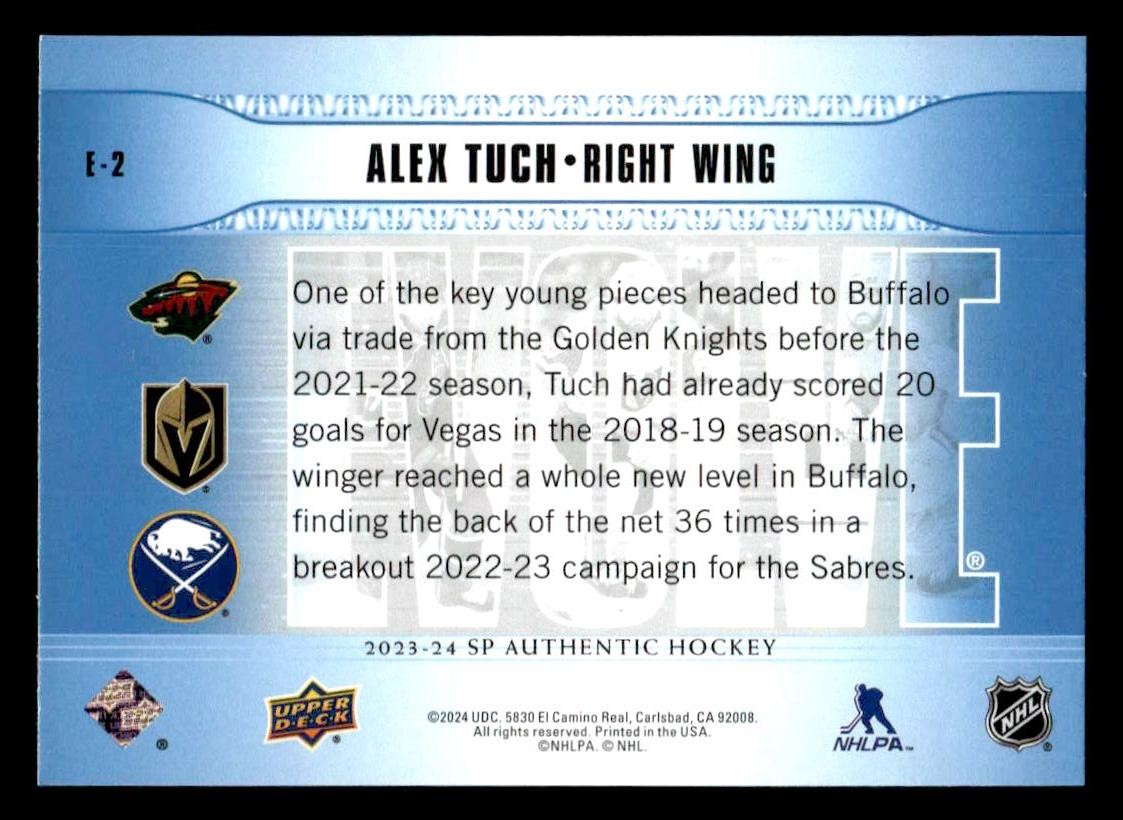2023-24 SP Authentic #E-2 Alex Tuch Evolve Blue