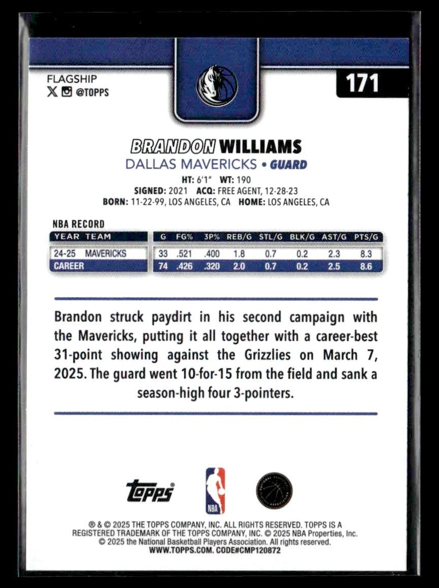 2025-26 Topps #171 Brandon Williams