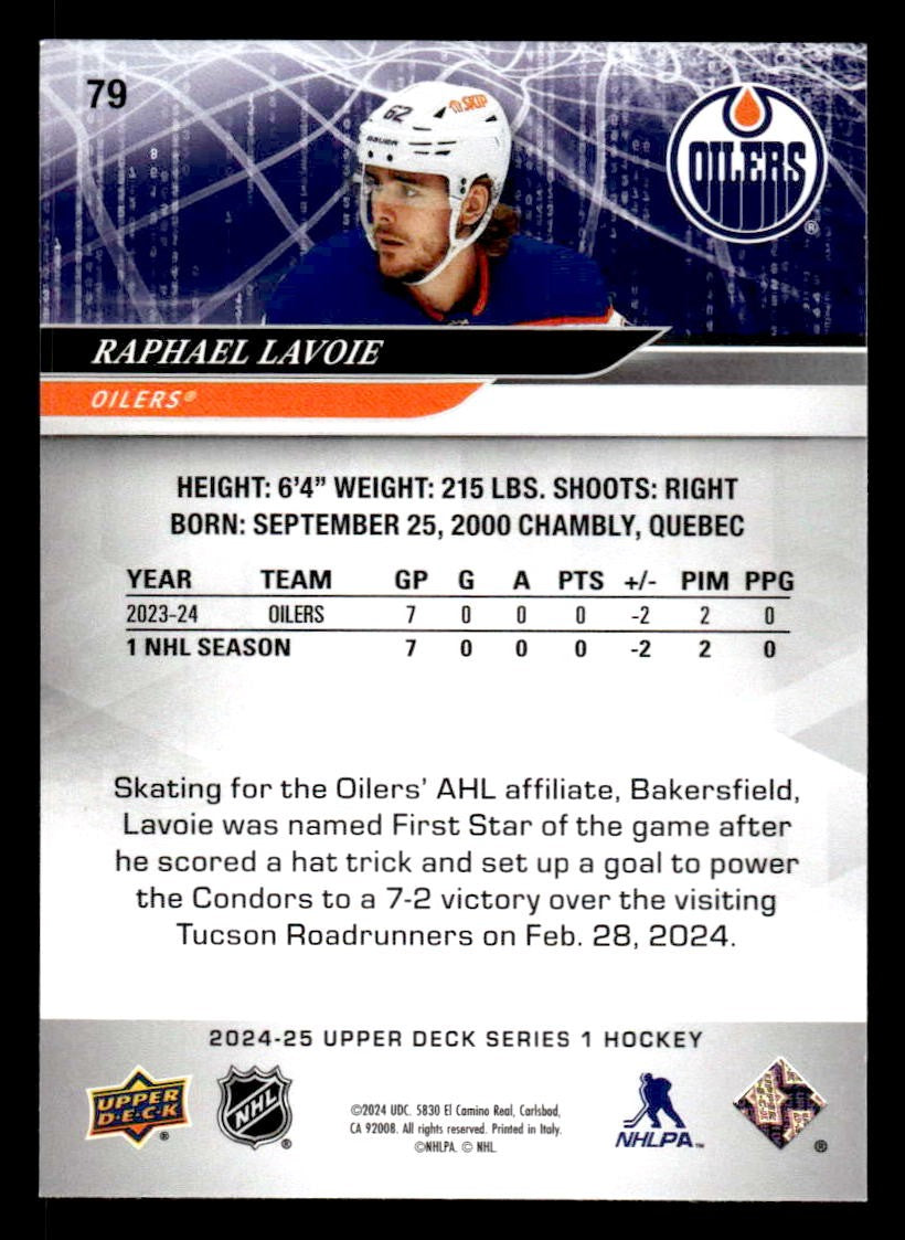 2024-25 Upper Deck #79 Raphael Lavoie