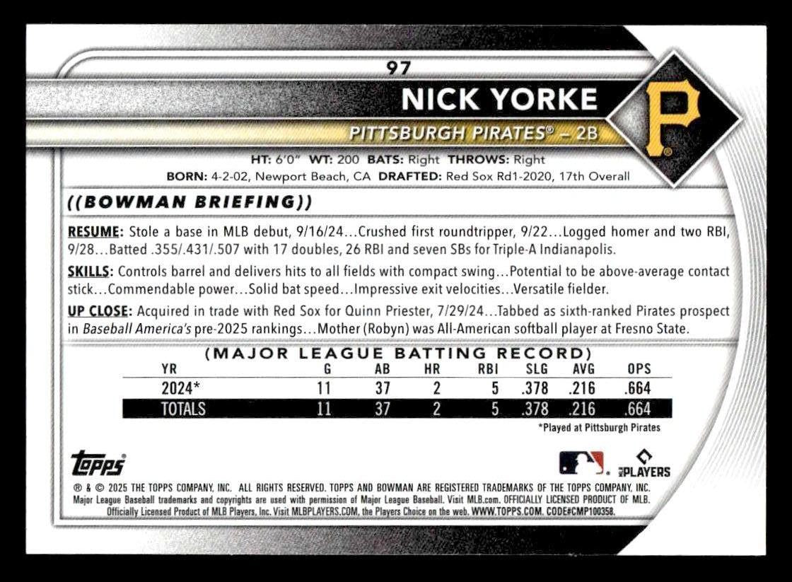 2025 Bowman #97 Nick Yorke
