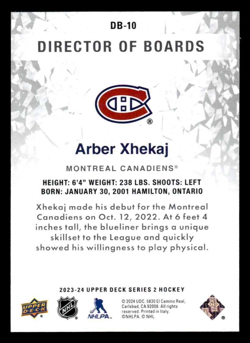 2023-24 Upper Deck #DB-10 Arber Xhekaj Director of Boards