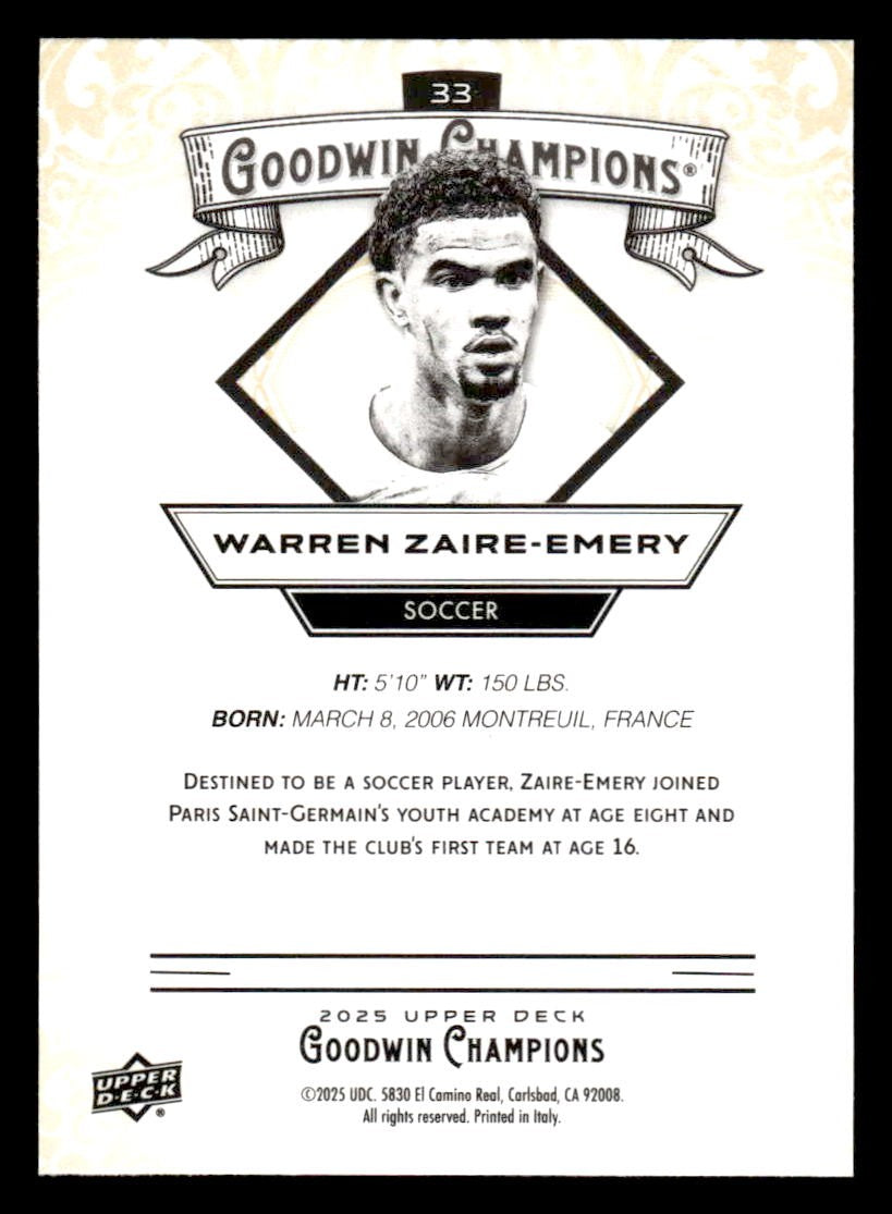 2025 Upper Deck Goodwin Champions #33 Warren Zaire-Emery