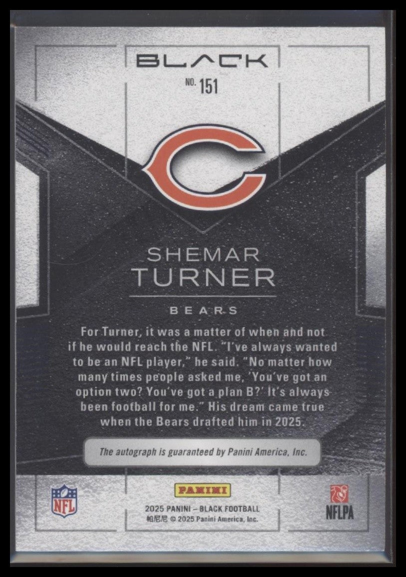 2025 Panini Black #151 Shemar Turner Sapphire Autograph #/50