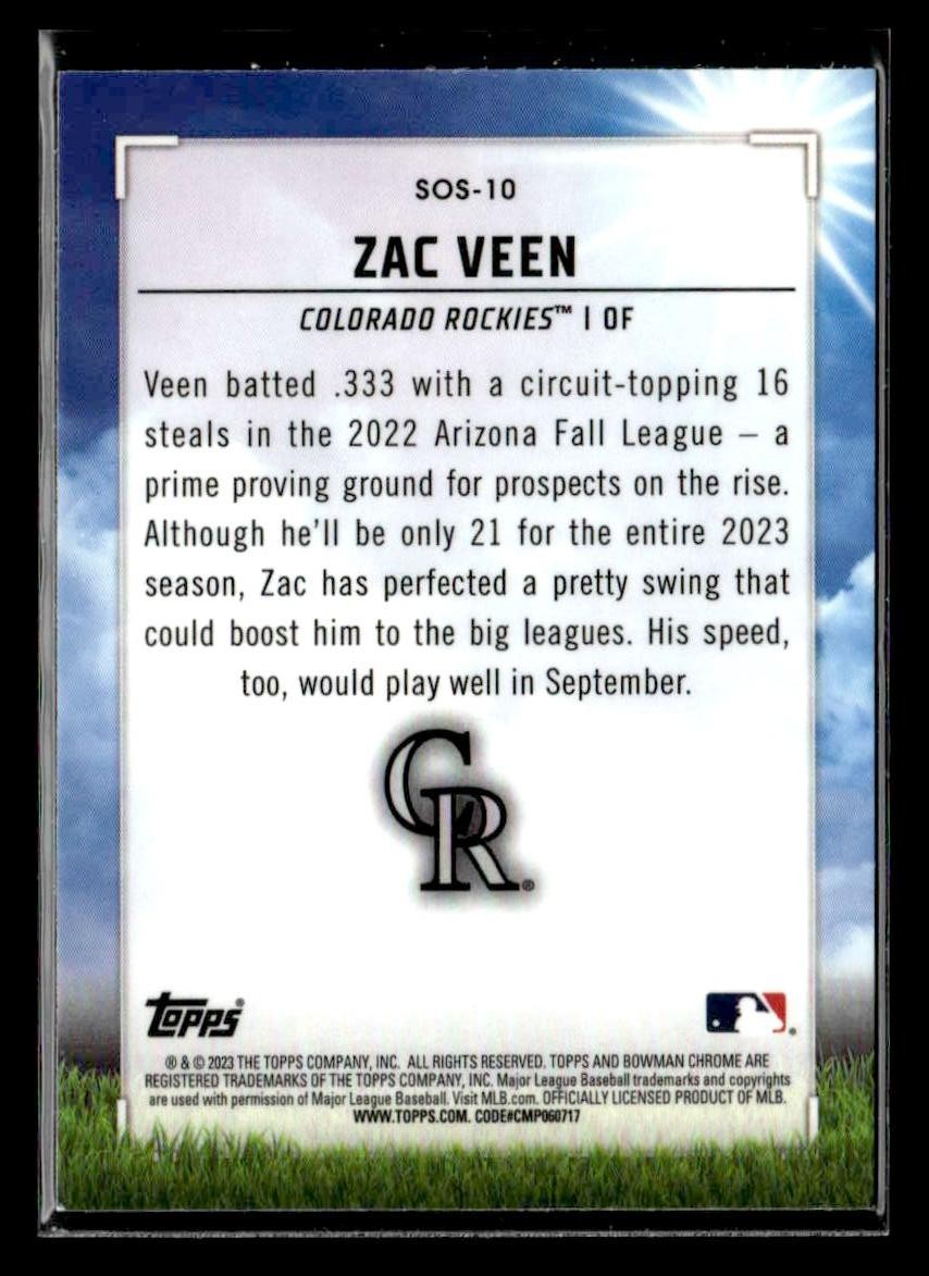 2023 Bowman #SOS-10 Zac Veen Sights on September