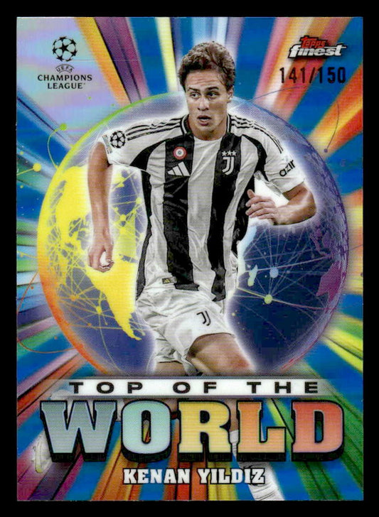 2024-25 Finest UEFA Club #TW-13 Kenan Yildiz Top World - Blue Refr #141/150
