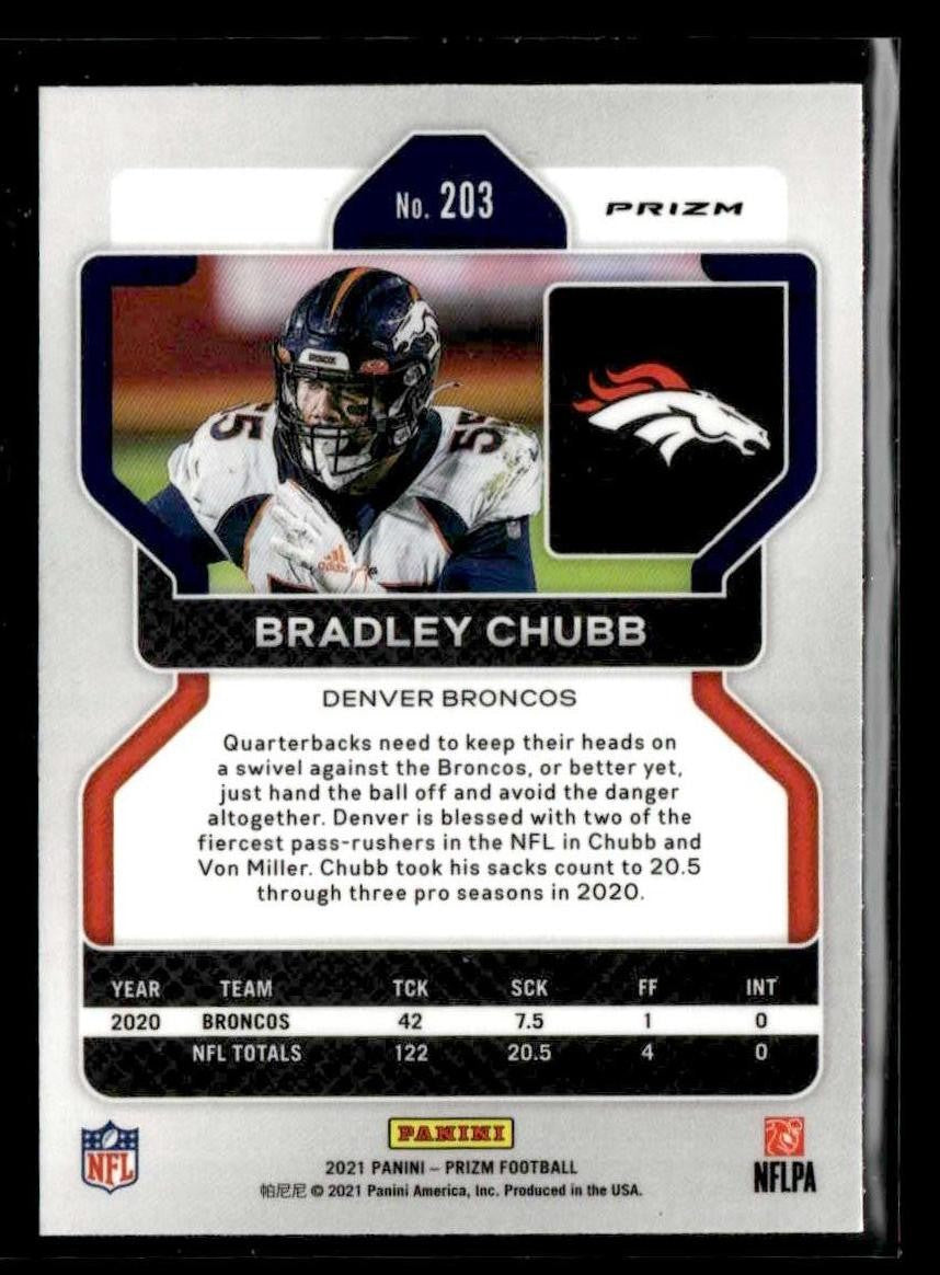 2021 Panini Prizm #203 Bradley Chubb Neon Green Pulsar