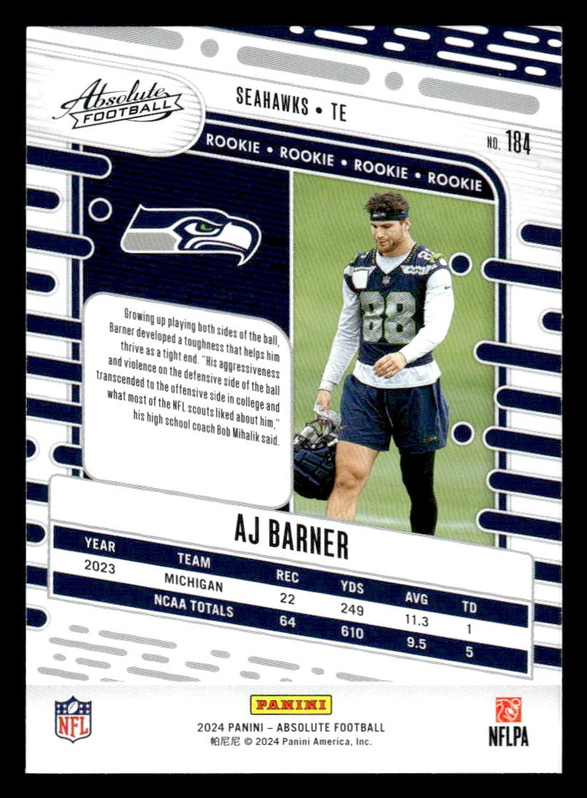 2024 Panini Absolute #184 AJ Barner Retail