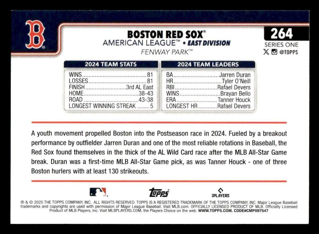 2025 Topps #264 Boston Red Sox