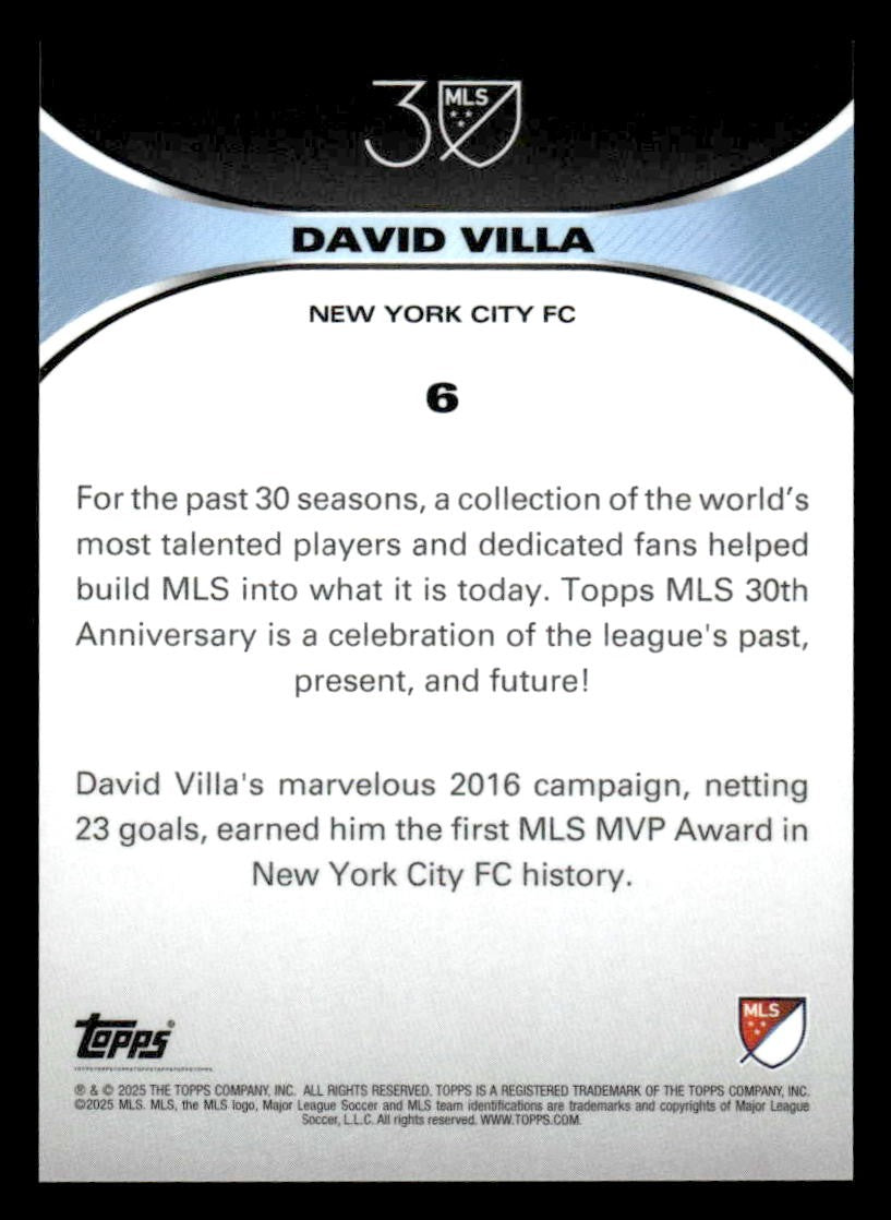 2025 Topps MLS 30th Anniversary Collection #6 David Villa