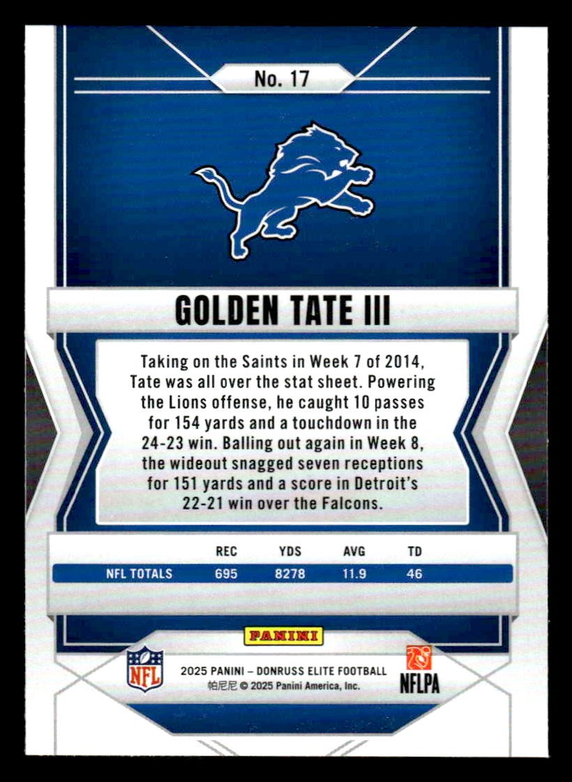 2025 Donruss Elite #17 Golden Tate III