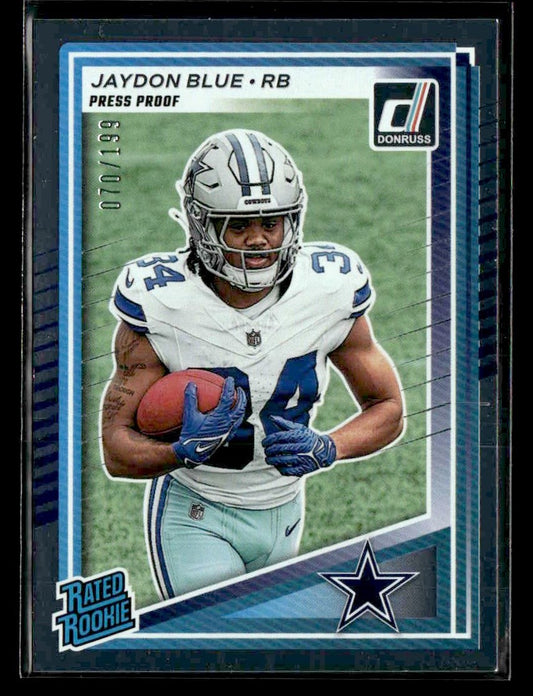 2025 Donruss #308 Jaydon Blue Rated Rookie Silver Press Proof #070/199