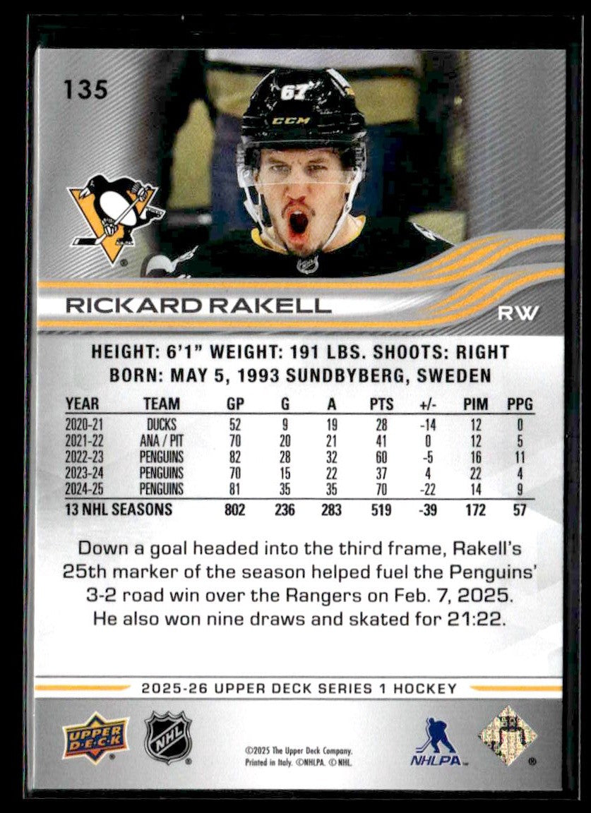 2025-26 Upper Deck #135 Rickard Rakell