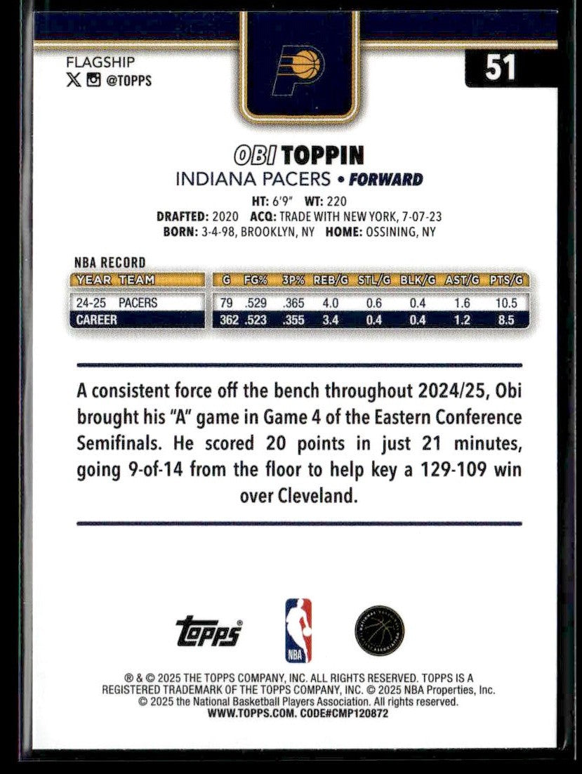 2025-26 Topps #51 Obi Toppin