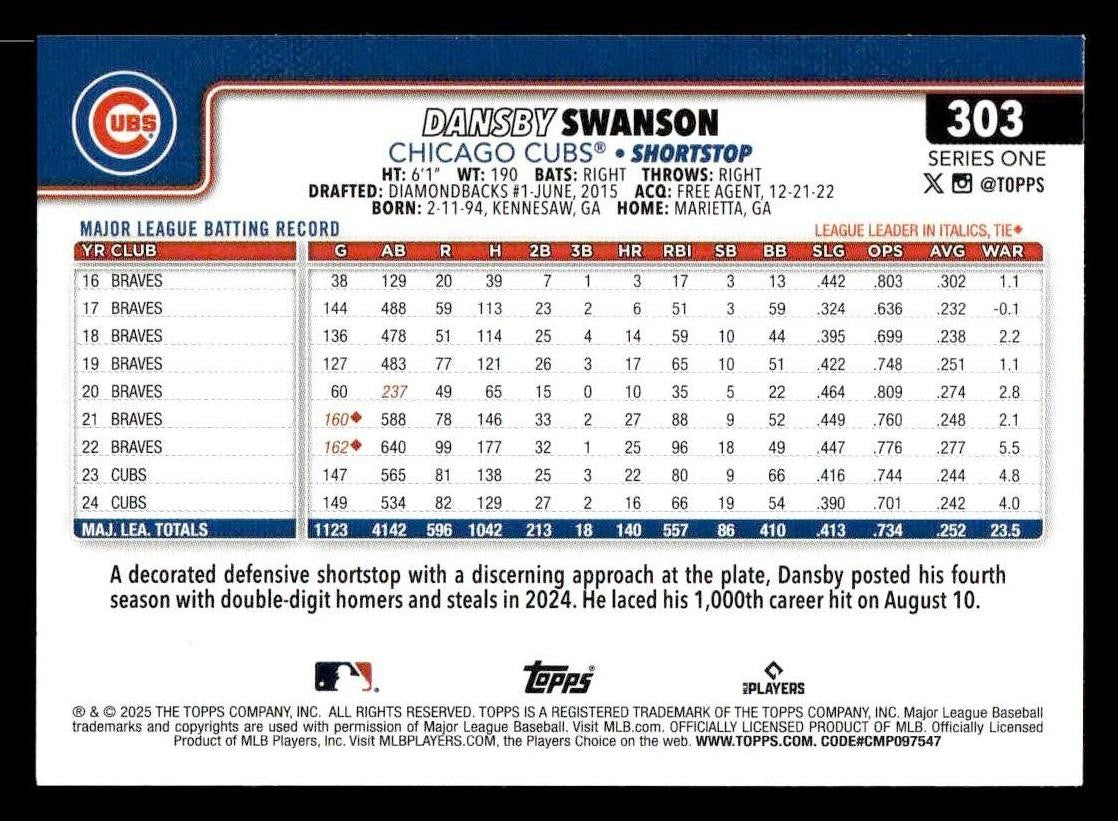 2025 Topps #303 Dansby Swanson