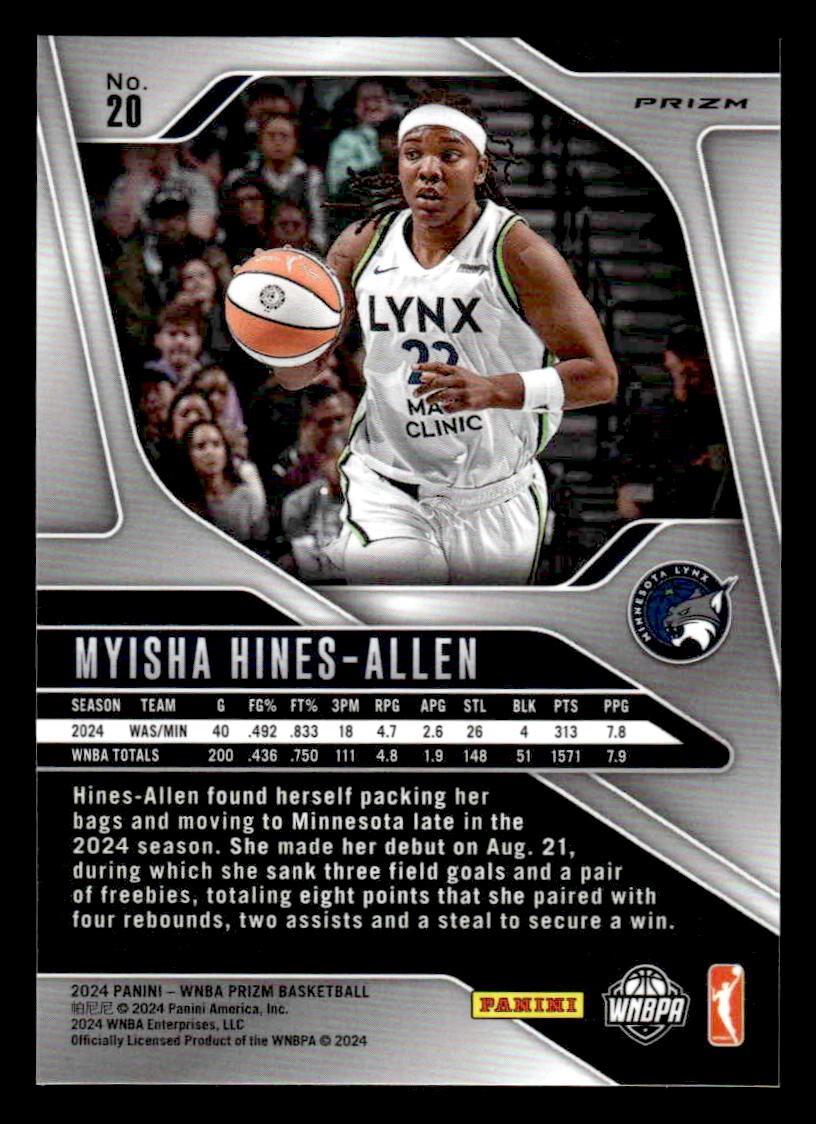 2024 Panini Prizm WNBA #20 Myisha Hines-Allen Green Prizms