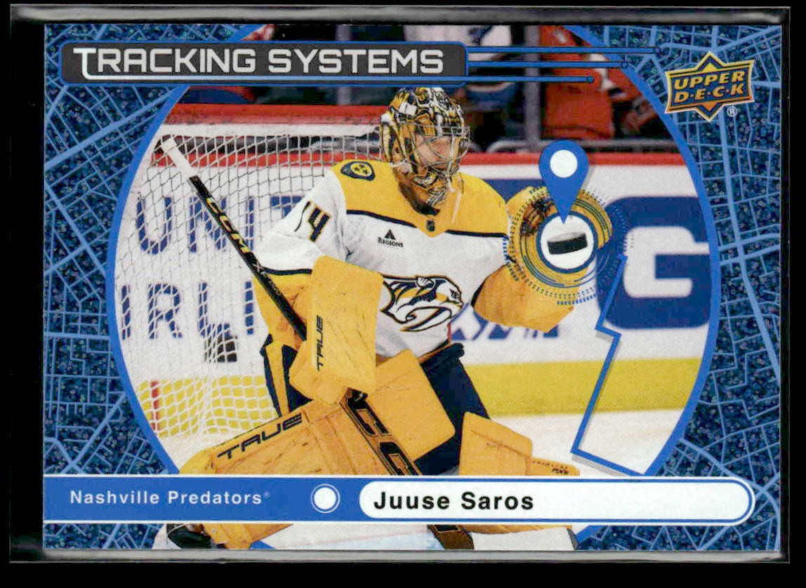 2025-26 Upper Deck #TS-7 Juuse Saros Tracking Systems Speckle
