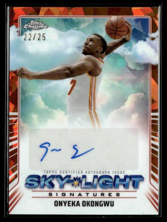 2024-25 Topps Chrome Sapphire Onyeka Okongwu Sky-Light Sigs Orange #22/25